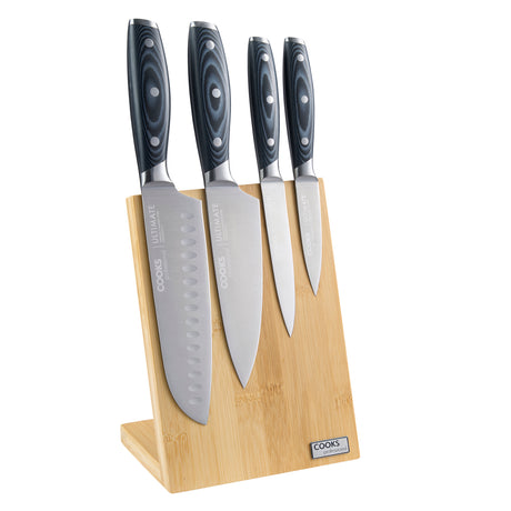 Cooks Professional ULTIMATE 4 Piece Knife Set | With Magnetic Bamboo Knife Block