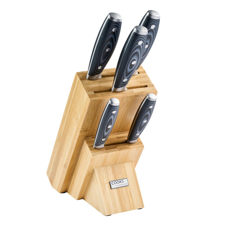 Cooks Professional ULTIMATE 5 Piece Knife Set | With Bamboo Knife Block