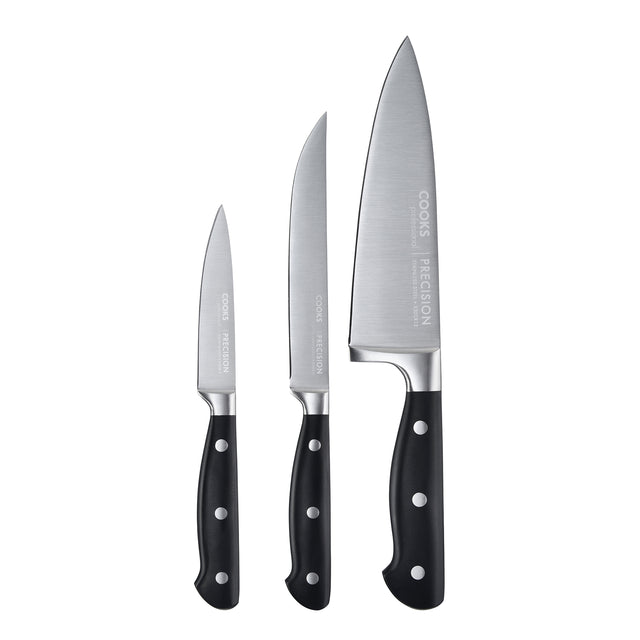 Cooks Professional PRECISION 3 Piece Knife Set | With Magnetic Bamboo Knife Block