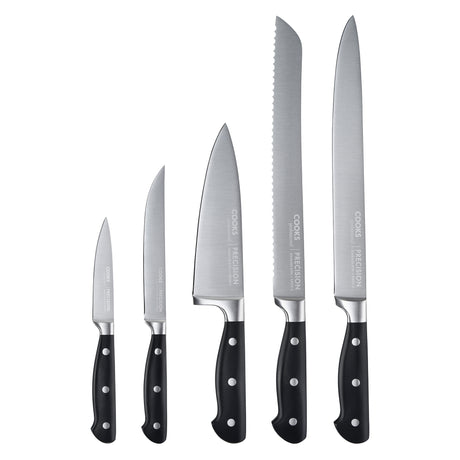 Cooks Professional PRECISION 5 Piece Knife Set | With Magnetic Bamboo Knife Block