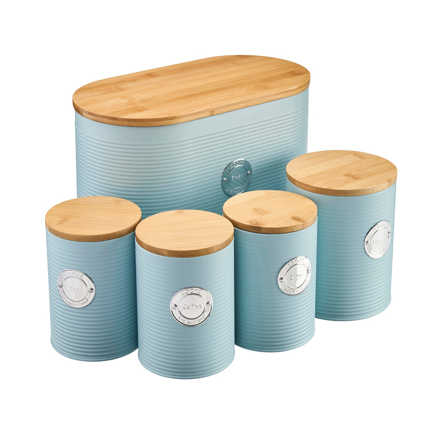 Cooks Professional 5 Piece Kitchen Storage Set with Bamboo Lids | Blue ...