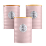 Cooks Professional 3 Piece Kitchen Storage Set with Bamboo Lids | Pink / Silver