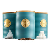 Cooks Professional 3 Piece Kitchen Storage Set with Bamboo Lids | Teal / Silver