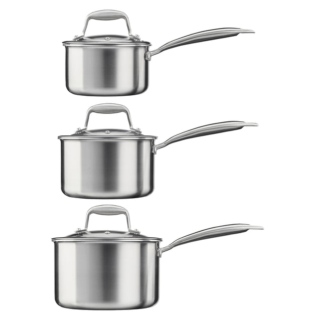 Cooks Professional Tri-Ply 3 Piece Saucepan Set | 14cm, 16cm & 18cm
