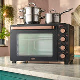 Cooks Professional 34L Mini Oven with 2 Ceramic Hobs | Black / Copper