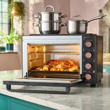 Cooks Professional 34L Mini Oven with 2 Ceramic Hobs | Black / Copper