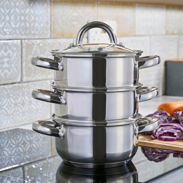 Cooks Professional 3 Tier Stainless Steel Steamer | 16cm