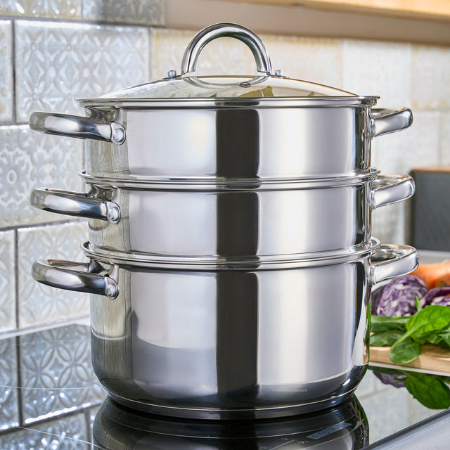 Cooks Professional 3 Tier Stainless Steel Steamer | 24cm