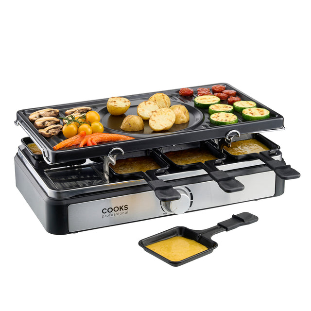 Cooks Professional Electric 2-in-1 Raclette Grill and Fondue | 8 Person