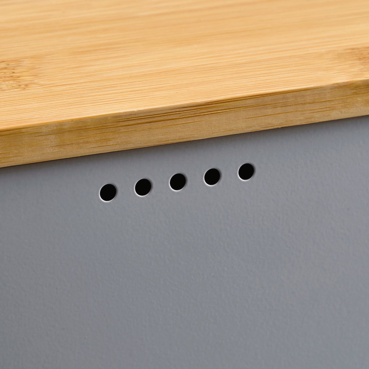 Cooks Professional Bread Bin, Linen Bag and Bamboo Board Set | Grey / Gold