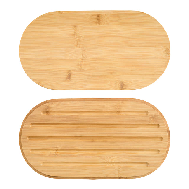 Cooks Professional Bread Bin, Linen Bag and Bamboo Board Set | Blue / Silver
