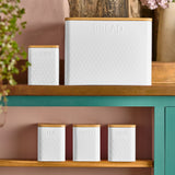 Cooks Professional 5 Piece Square Kitchen Storage Set with Bamboo Lids | White