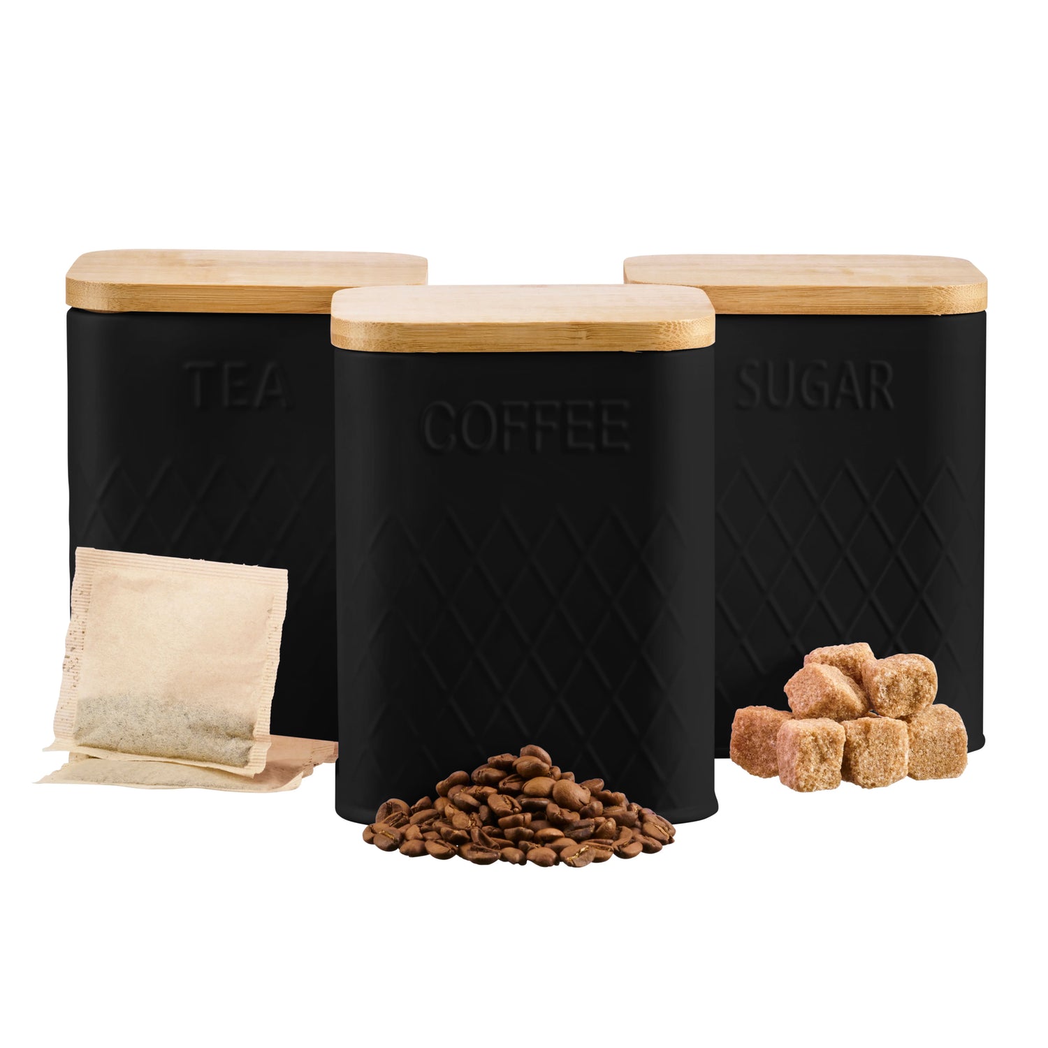 Cooks Professional 5 Piece Square Kitchen Storage Set with Bamboo Lids ...