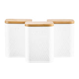 Cooks Professional 3 Piece Square Kitchen Storage Set with Bamboo Lids | White