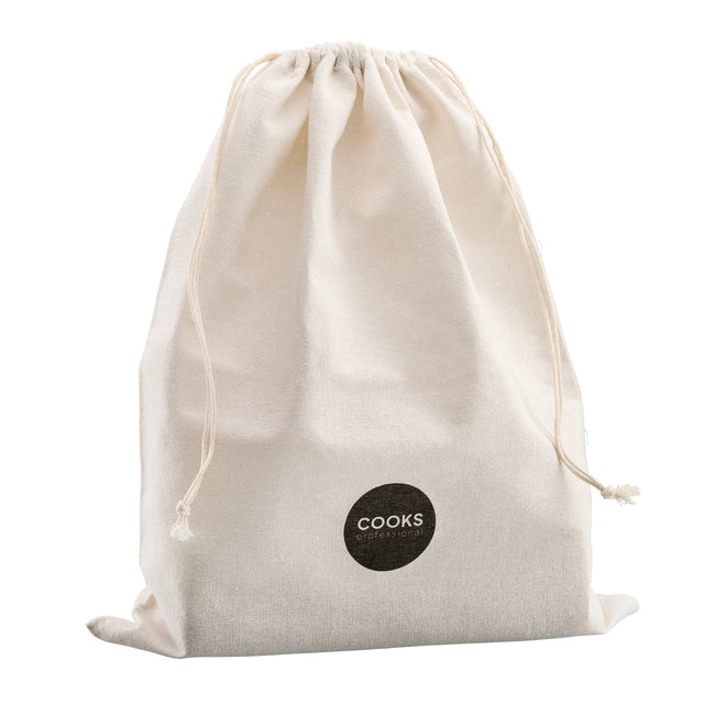 Cooks Professional Bread Bin, Linen Bag and Bamboo Board Set | Grey / Silver