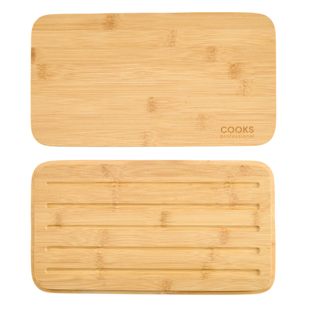 Cooks Professional Bread Bin, Linen Bag and Bamboo Board Set | Black