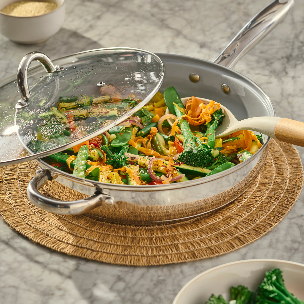 Pattern Long Pan Cooks Professional 30cm Stainless Steel Long Handled Sauté Pan ...