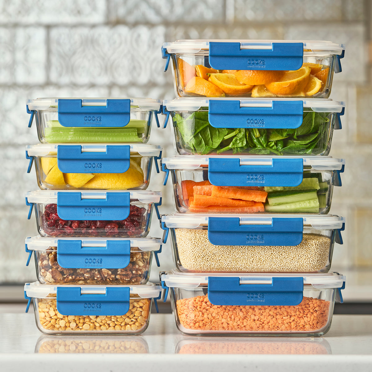 Kitchen Glass Storage Containers Cooks Professional Glass Storage Containers | Set of 10 – CooksProfessional