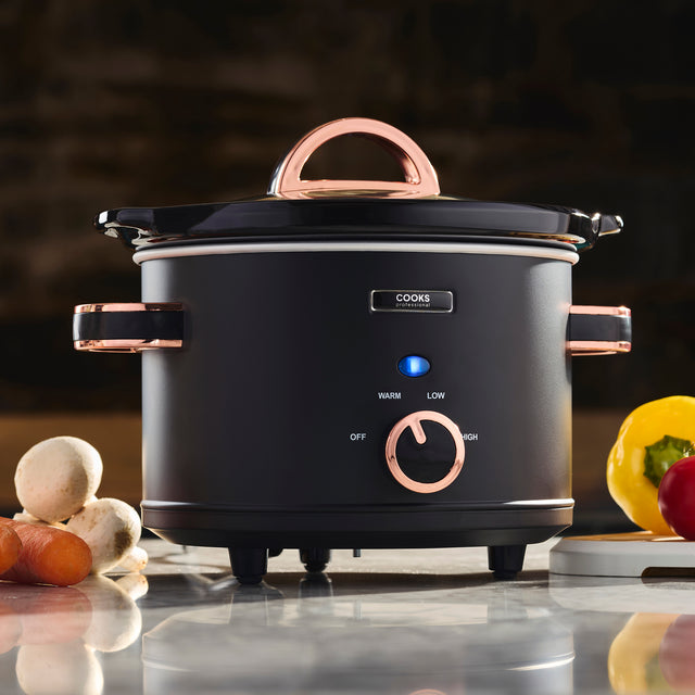 Cooks Professional 2.5L Slow Cooker | Black / Rose Gold