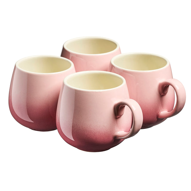 Cooks Professional Set of 4 Stoneware Mugs | 350ml | Pink