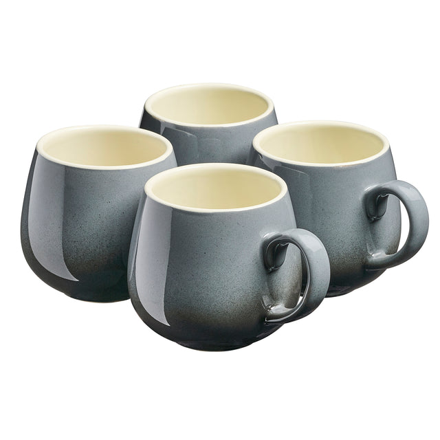 Cooks Professional Set of 4 Stoneware Mugs | 350ml | Grey