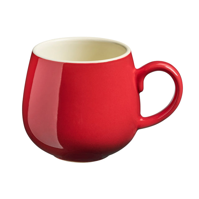 Cooks Professional Set of 4 Stoneware Mugs | 350ml | Red