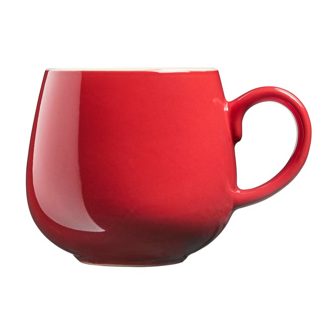 Cooks Professional Set of 4 Stoneware Mugs | 350ml | Red
