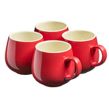 Cooks Professional Set of 4 Stoneware Mugs | 350ml | Red