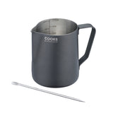 Cooks Professional Stainless Steel 350ml Milk Steaming Jug | Black | Latte Art Pen Included