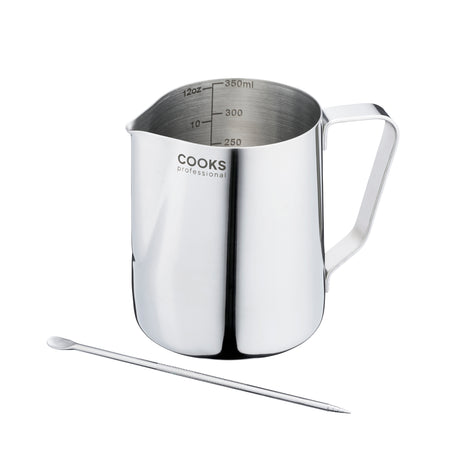 Cooks Professional Stainless Steel 350ml Milk Steaming Jug | Latte Art Pen Included