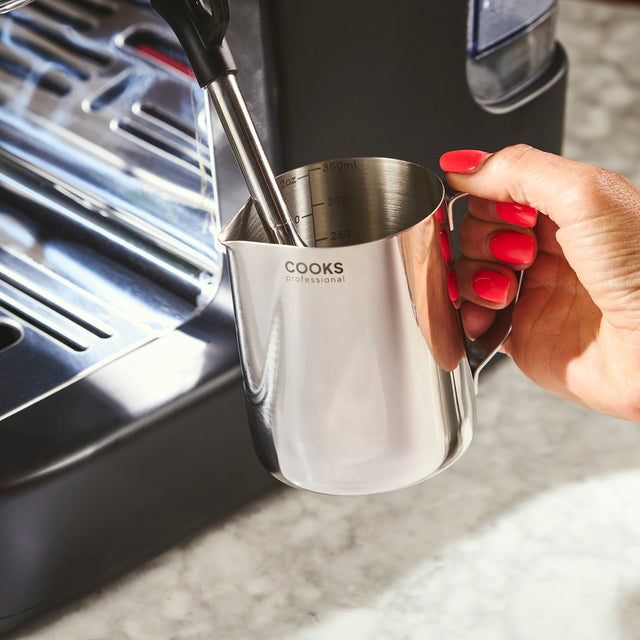Cooks Professional Stainless Steel 350ml Milk Steaming Jug | Latte Art Pen Included