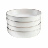 Cooks Professional Nordic Stoneware Dinner Set | 16-Piece | Reactive Glaze | White
