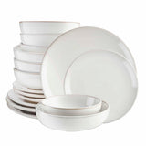 Cooks Professional Nordic Stoneware Dinner Set | 16-Piece | Reactive Glaze | White