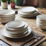 Cooks Professional Nordic Stoneware Dinner Set | 16-Piece | Reactive Glaze | White