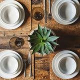Cooks Professional Nordic Stoneware Dinner Set | 16-Piece | Reactive Glaze | White