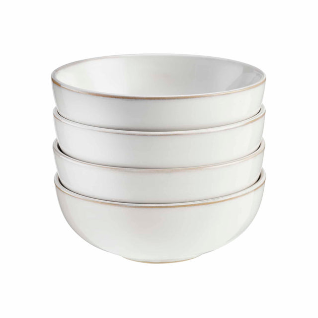 Cooks Professional Nordic Stoneware Dinner Set | 16-Piece | Reactive Glaze | White