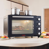 Cooks Professional Mini Oven | 48 Litre with 2 Ceramic Hobs | 1800W Oven | 1000W and 1500W Ceramic Hobs | Black/Silver
