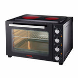 Cooks Professional Mini Oven | 48 Litre with 2 Ceramic Hobs | 1800W Oven | 1000W and 1500W Ceramic Hobs | Black/Silver