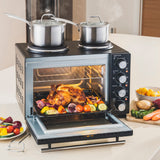 Cooks Professional Mini Oven | 28 Litre with 2 Hobs | Powerful 3200W | Black and Silver