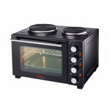 Cooks Professional Mini Oven | 28 Litre with 2 Hobs | Powerful 3200W | Black and Silver