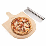 Cooks Professional Pizza Board and Cutter Set | Bamboo Cutting Board | Stainless Steel Rocking Pizza Cutter