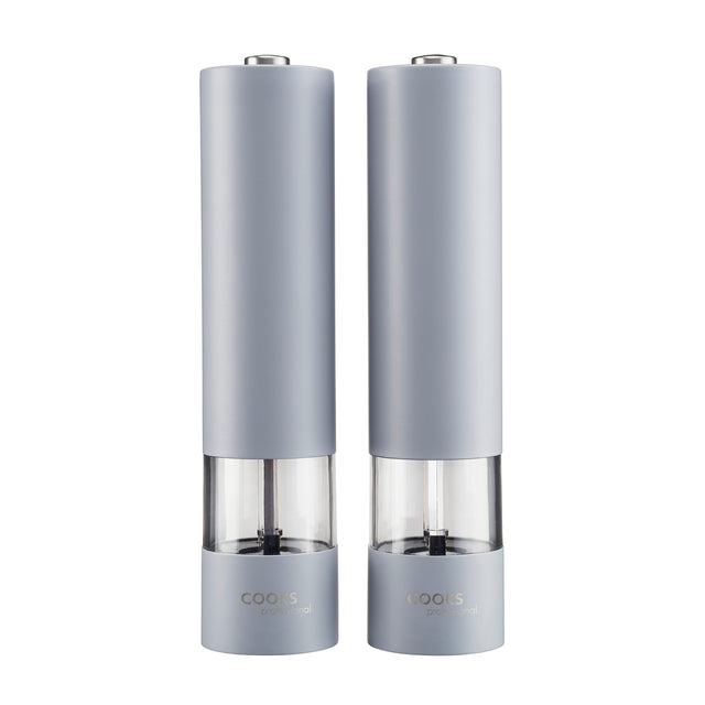 Cooks Professional Electric Salt and Pepper Mill Set with Bamboo Base | Grey