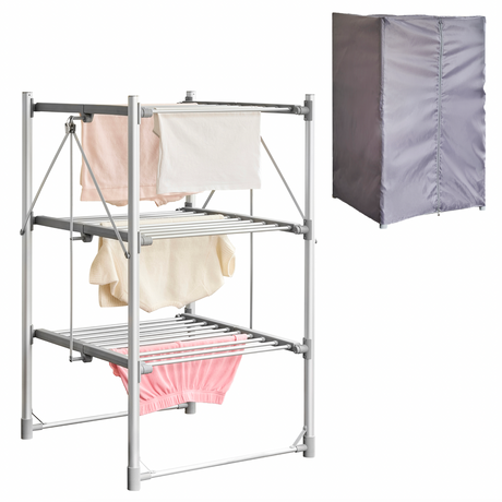Zennox 3 Tier Heated Digital Clothes Airer with Timer and Cover