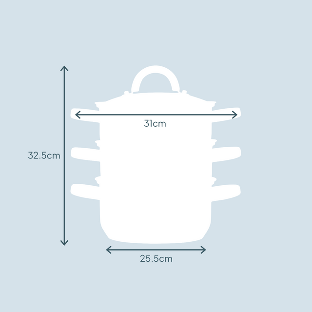 Cooks Professional 3 Tier Stainless Steel Steamer | 24cm