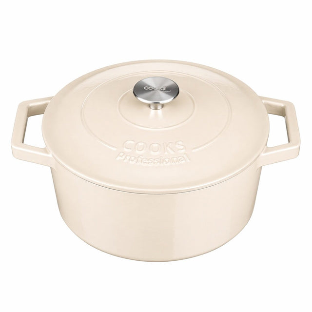 Cooks Professional 26cm Cast Iron Casserole | Ivory