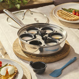 Cooks Professional 6 Cup Stainless Steel Egg Poacher Pan with Spatula