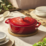 Cooks Professional Set of 3 Cast Iron Casserole | 20cm, 26cm and 28cm | Red