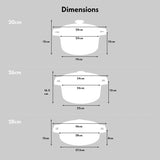 Cooks Professional Set of 3 Cast Iron Casserole | 20cm, 26cm and 28cm | Graduated Red
