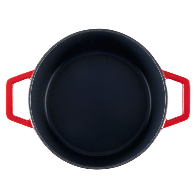 Cooks Professional Cast Iron Casserole 20cm | 2.8L Capacity | Enamelled Inside and Out | Graduated Red