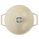 Cooks Professional Cast Iron Casserole Set of 3 | 20cm, 26cm and 28cm | Enamelled Inside and Out | Off White